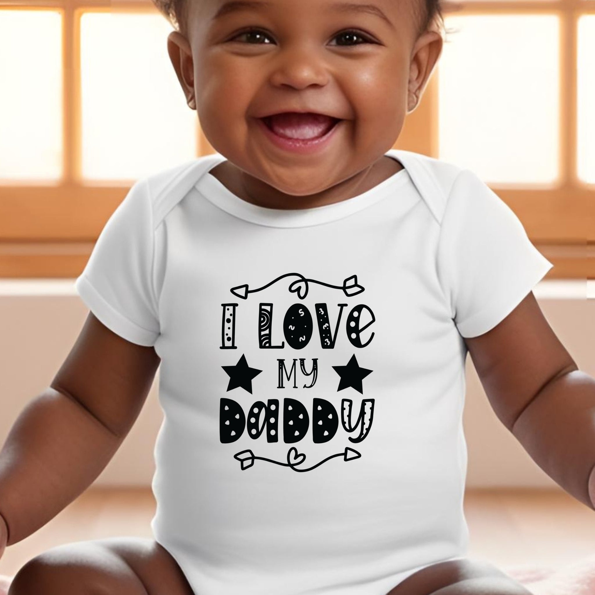 Black & White I Love My Daddy Baby Outfit: Bib, Vest, Baby Grow