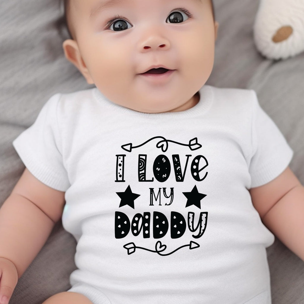 Black & White I Love My Daddy Baby Outfit: Bib, Vest, Baby Grow