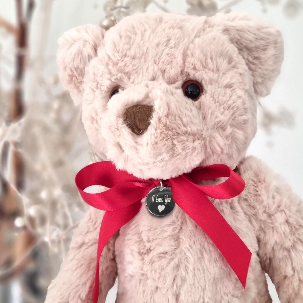 I Love You Teddy Bear & Engraved Charm