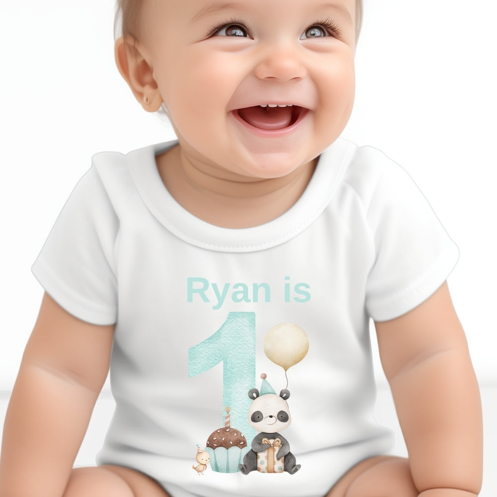 Personalised Boys First Birthday Baby Outfit: Bib, Vest, Grow