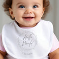 Personalised Hello World Circle Baby Outfit: Bib, Vest, Baby Grow