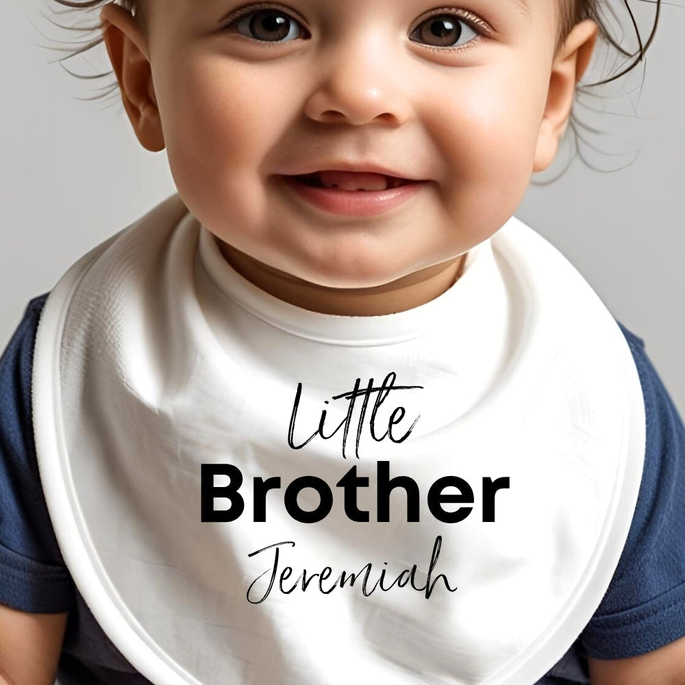 Personalised Little Brother Baby Outfit: Bib, Vest, Baby Grow