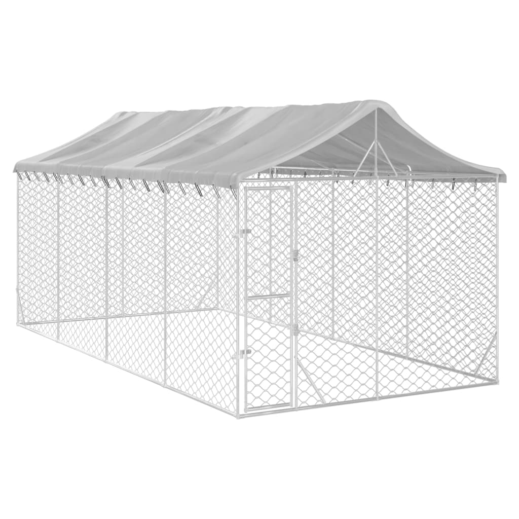 NNEVL Outdoor Dog Kennel with Roof Silver 3x6x2.5 m Galvanised Steel