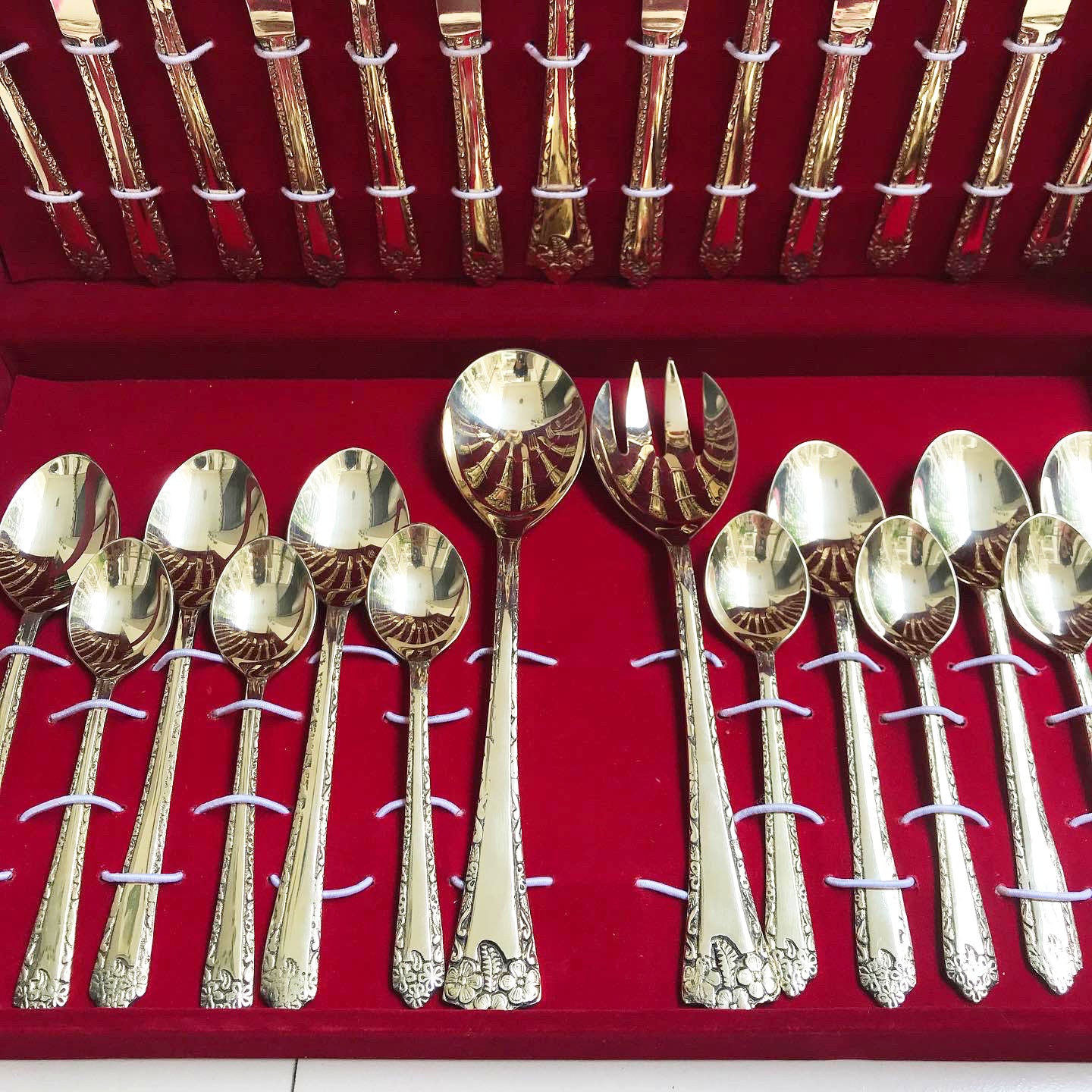 27-Piece Handcrafted Brass Cutlery Set | Premium Traditional Brass Flatware for Elegant Dining | Sustainable & Antique Finish Utensils
