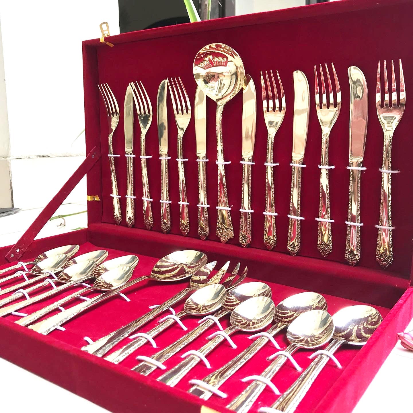 27-Piece Handcrafted Brass Cutlery Set | Premium Traditional Brass Flatware for Elegant Dining | Sustainable & Antique Finish Utensils