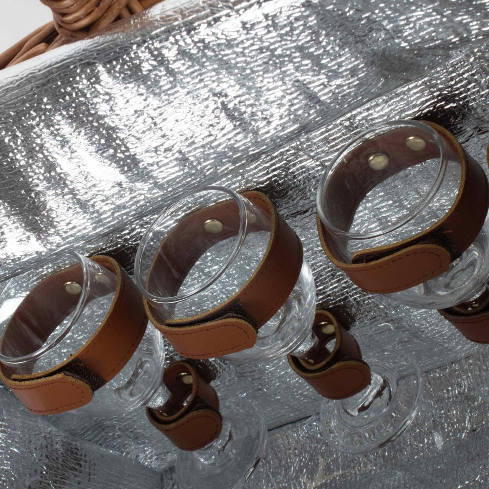 Elegant 4 Person Blue Tweed Fitted Picnic Basket