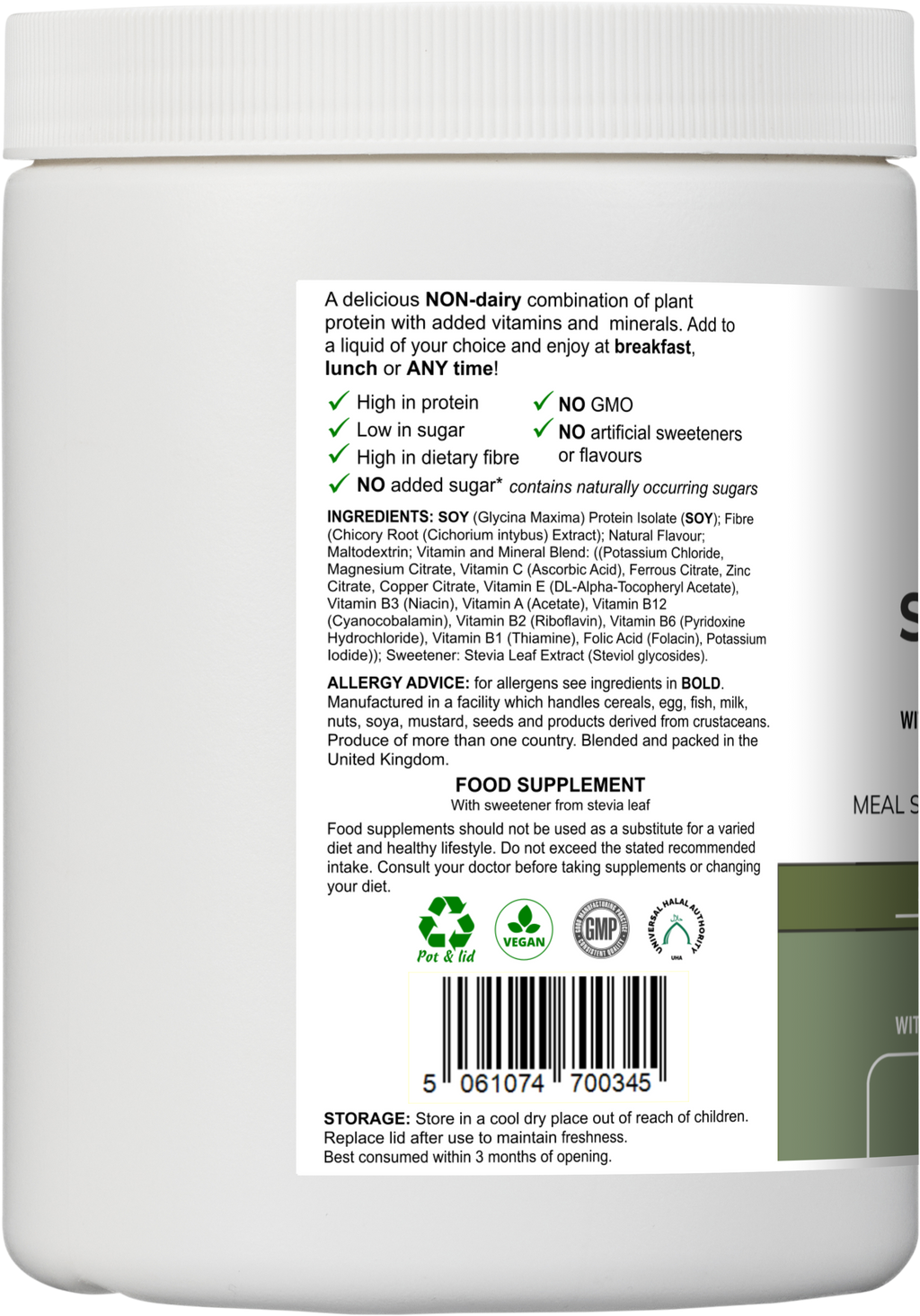 Soy Fibre Multi | Vanilla Flavour Protein Powder with Vitamins & Minerals – 300 g