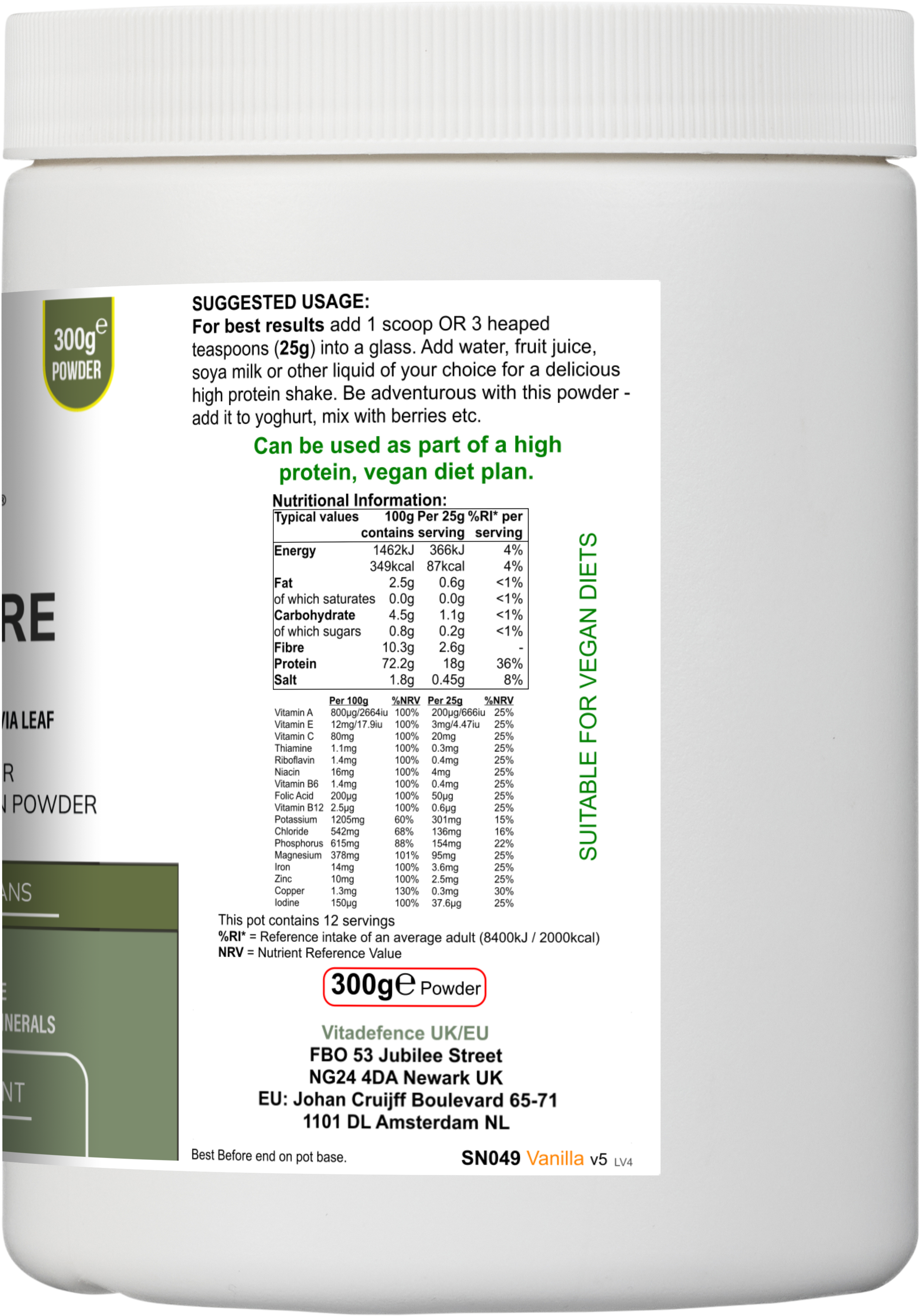 Soy Fibre Multi | Vanilla Flavour Protein Powder with Vitamins & Minerals – 300 g