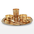 7-Piece Brass Etched Dinner Set | Handcrafted Traditional Tableware for Healthy Living | Eco-Friendly Dining Essentials