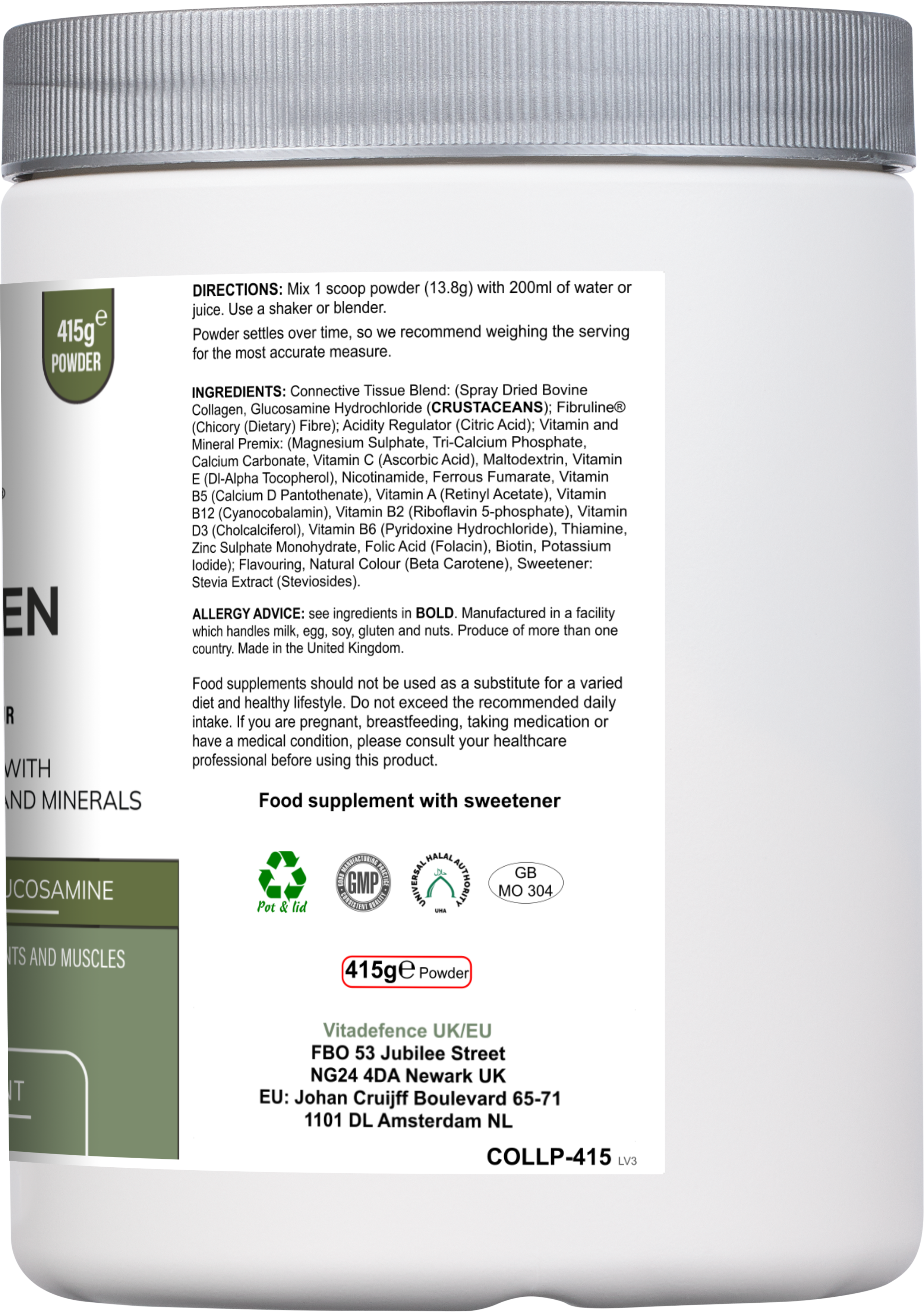 Collagen Multi | Orange Flavour Powder with Glucosamine, Vitamins & Minerals – 415 g