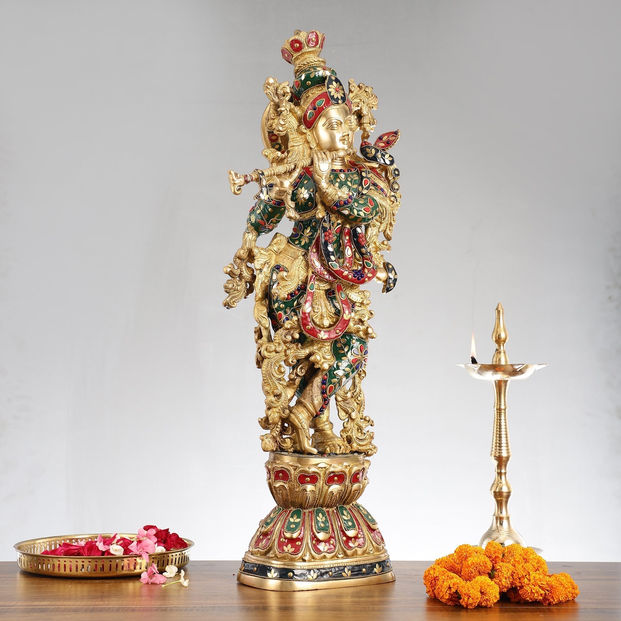 Divine Brass Handcrafted Ever Smiling Krishna Kanhaiya Statue 29" | Experience divine presence