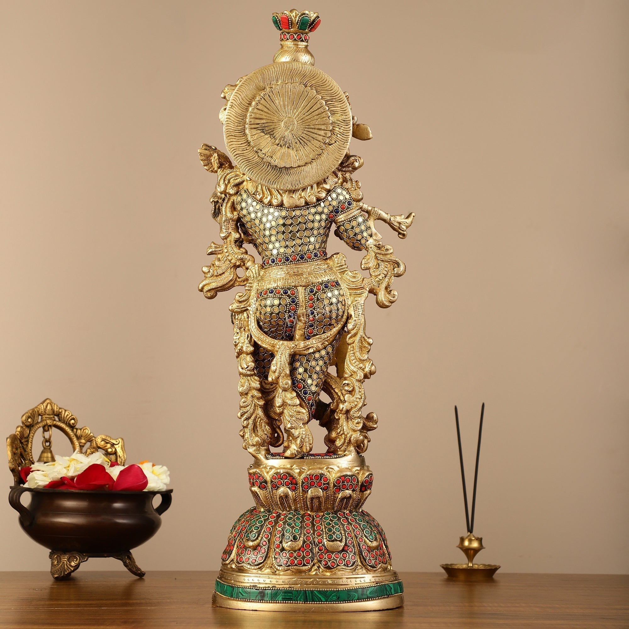 Pure Brass Krishna Statue - 21 inch | span Discover elegance