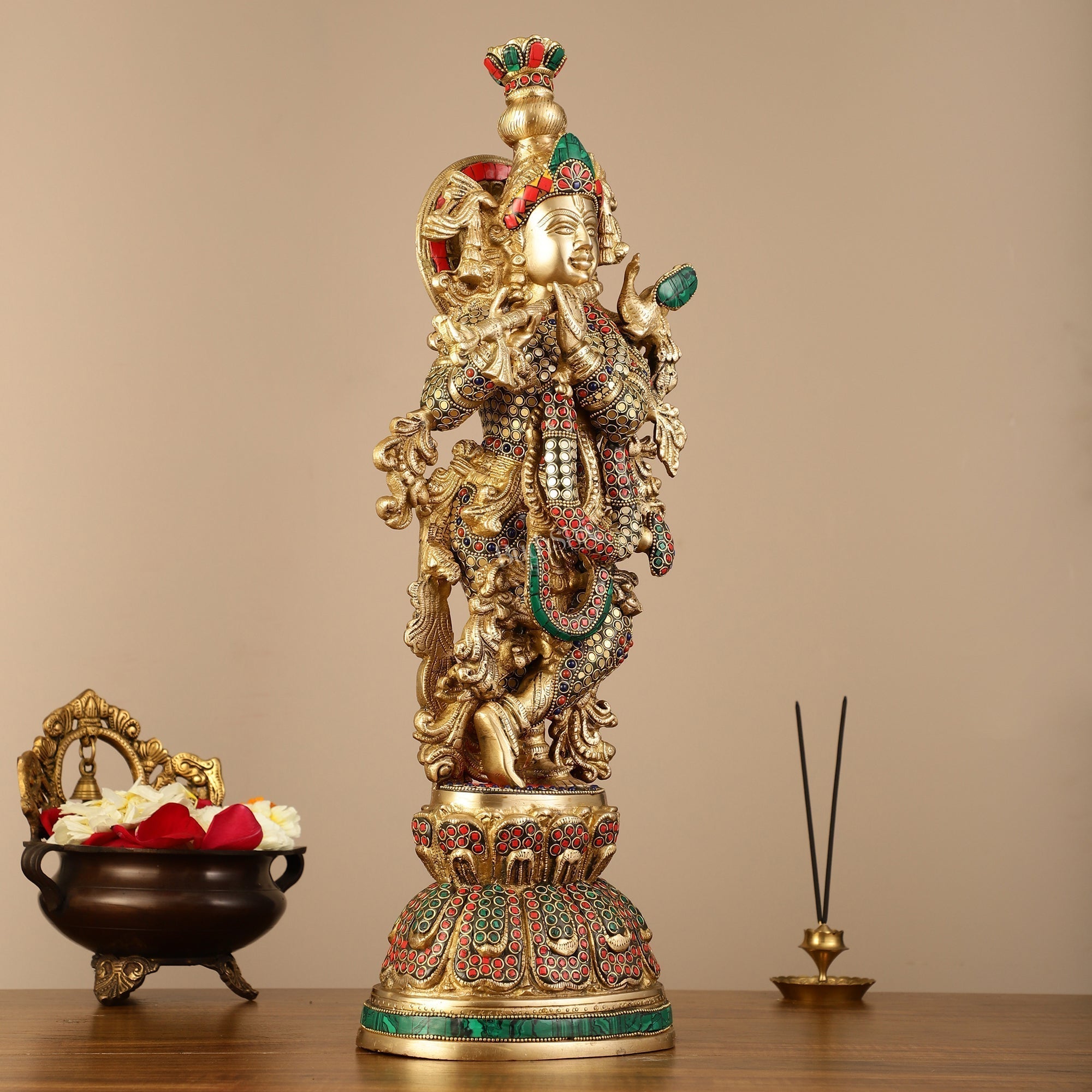 Pure Brass Krishna Statue - 21 inch | span Discover elegance