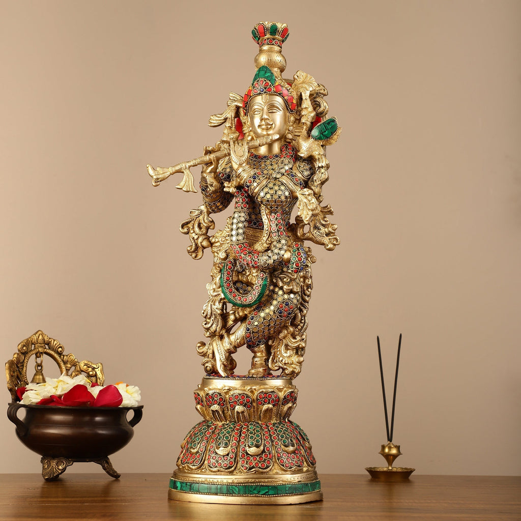 Pure Brass Krishna Statue - 21 inch | span Discover elegance