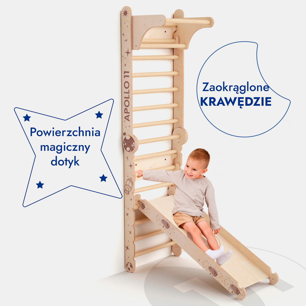 Apollo Swedish Wall / Climbing ladder for Little Austronauts + Moon swing Set + Slide Board